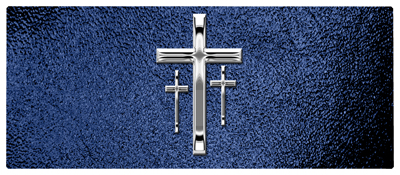 DNSEMP L 517 SL SH BL Silver 3 Crosses Shimmer Blue